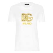 Dolce & Gabbana Maiolica Print T-shirt Vit White, Dam