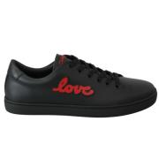 Dolce & Gabbana Kärlek Paljett Hjärta Sneakers Black, Dam