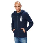 Tommy Jeans Blå Zip Hoodie med TH Logo Blue, Herr