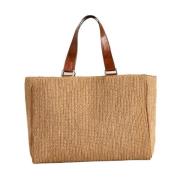 Ibeliv Handgjord Raphia Tote Bag Isika Beige, Dam