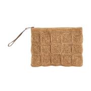 Ibeliv Raphia Virkad Clutch Beige, Dam