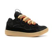 Lanvin Svart Läder Curb Sneakers Black, Herr