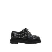 Simone Rocha Svarta Läder Flatform Derby Skor Black, Dam