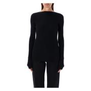 Rick Owens Svart Stickat AL Top Aw24 Black, Dam