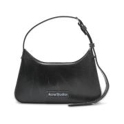 Acne Studios Svart Micro Platt Läder Axelväska Black, Dam