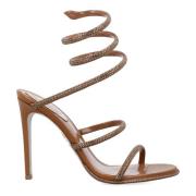 René Caovilla Kristall Spiral Wrap Sandal Brown, Dam