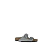 Birkenstock Arizona Läder Sliders Gray, Dam