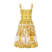 Dolce & Gabbana Gul Majolica Print Bustier Klänning Yellow, Dam