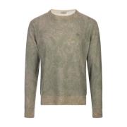 Etro Grön Paisley Ull Crew-Neck Tröja Green, Herr