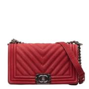 Chanel Vintage Pre-owned Tyg axelremsvskor Red, Dam