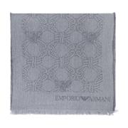 Emporio Armani Ullhalsduk med logotyp Gray, Herr