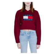 Tommy Jeans Bordeaux Stickad V-ringad Tröja Red, Dam