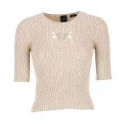 Pinko Round-neck Knitwear Beige, Dam