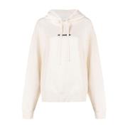 Jil Sander Logo Sweatshirt i Dune Bomull Terry Beige, Dam