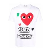 Comme des Garçons Play Röd Hjärta Tryck Crew Neck T-shirt White, Herr