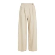 Tommy Hilfiger Wide Leg Blend Byxor Beige, Dam