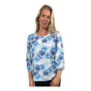 2-Biz Blommig Blus Sammy.Sp24 Blå Multicolor, Dam