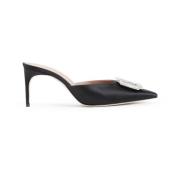 Malone Souliers Svart Satin Mule Klackar Black, Dam