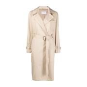 Calvin Klein Beige Bomull Trenchcoat för Kvinnor White, Dam