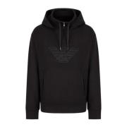 Emporio Armani Svart Sweatshirt med Örnlogga Huva Black, Herr