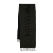 Emporio Armani Antracit Svart Stickat Halsduk Black, Herr