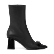 Versace Svarta Kalvläder Booties Black, Dam