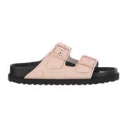 Birkenstock Rosa Raffia Sandaler med Läderkant Pink, Dam