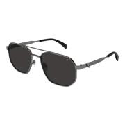 Alexander McQueen Gunmetal Grey Solglasögon Gray, Herr