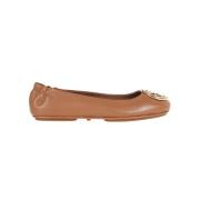 Tory Burch Metalliska Ballerinaskor Hopfällbara Halkfria Brown, Dam