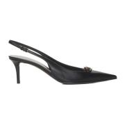 Valentino Garavani Svart Läder Moon Logo Slingback Pumps Black, Dam