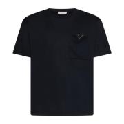 Valentino Svart T-shirt med V-logga Black, Herr