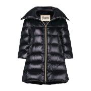 Herno Svart Puffer Fram Dragkedja Kappa Black, Dam