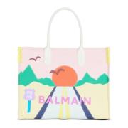 Balmain Medium toteväska i canvas och patchwork läder Multicolor, Dam