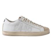 P448 Vita Lädersneakers med Guld Detaljer White, Dam