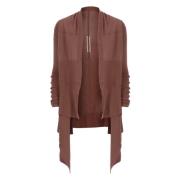 Rick Owens Brun Ull Cardigan Rund Hals Långa ärmar Brown, Dam