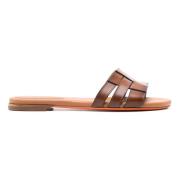 Santoni Mocka Läder Slides Brown, Dam