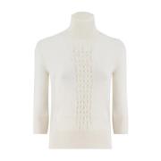 Ermanno Scervino Ull Högkrage Jumper med Vävda Detaljer White, Dam