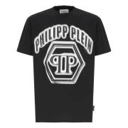 Philipp Plein Svart Crew Neck T-shirt med Print Black, Herr