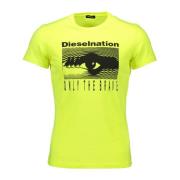 Diesel Stiligt Crew-Neck T-Shirt för Män Yellow, Herr