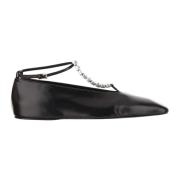 Jil Sander Läder Ballet Flats med Kristalldetalj Black, Dam