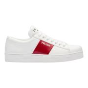 Prada Rött Läder Sneakers Ny Med Låda White, Dam