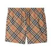 Burberry Beige Check Swim Shorts Beige, Herr