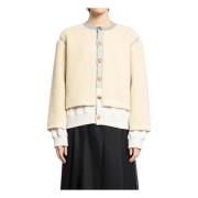 Undercover Teddy Wool Crewneck Cardigan Beige, Dam