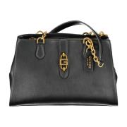 Guess Svart Chic Satchel med Kontrasterande Detaljer Black, Dam