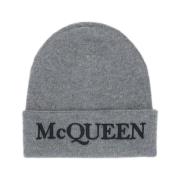 Alexander McQueen Utmanande Cashmere Beanie Hat Gray, Herr