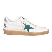 Golden Goose Vita/Gröna Lädersneakers White, Herr