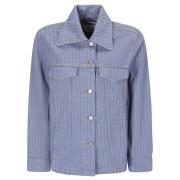 Ganni Denim Stripe Overdyed Jacka Blue, Dam