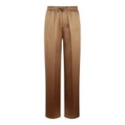 Herno Satin Wide Leg Trousers Brown, Dam