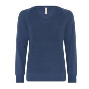 Skovhuus Casual V-Neck Pullover Blus Jeans Blå Blue, Dam