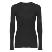 Rick Owens Svart Ull Crewneck Tröja Black, Herr